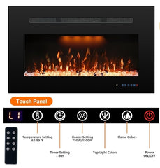 Recessed Electric Fireplace Inserts with 3 Flame&Top Light Color-EFG