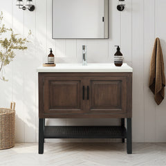 Modern Bathroom Vanity with Ceramic Basin and Faucet-BV