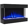 3-Sided Electric Fireplace, 40 Inch Recessed and Wall Mounted Fireplaces, Overheating Protection, Remote, Log & Crystals-TS36