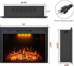 Recessed&Built in Wall Electric Fireplace with Adjustable Top Light&Flame Speed-EFT