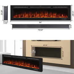 Recessed&Wall-Mounted  Electric Fireplace with Adjustable Flame Color&Intensity-EF