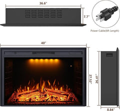 Recessed&Built in Wall Electric Fireplace with Adjustable Top Light&Flame Speed-EFT