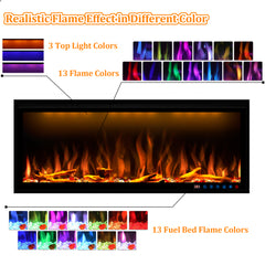 Smart Electric Fireplace with Adjustable Flame Colors, Recessed&Wall-Mounted-BIZ