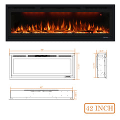 Recessed&Wall-Mounted Electric Fireplace with Realistic Visual Effect-BI