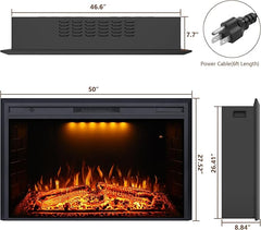 Recessed&Built in Wall Electric Fireplace with Adjustable Top Light&Flame Speed-EFT
