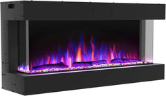 3-Sided Electric Fireplace, 54 Inch Recessed and Wall Mounted Fireplaces, Overheating Protection, Remote, Log & Crystals-TS50