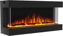 3-Sided Electric Fireplace, 54 Inch Recessed and Wall Mounted Fireplaces, Overheating Protection, Remote, Log & Crystals-TS50