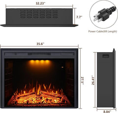 Recessed&Built in Wall Electric Fireplace with Adjustable Top Light&Flame Speed-EFT