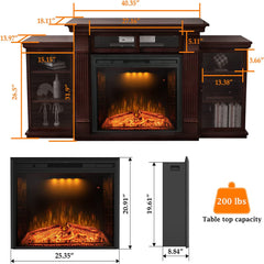 67 Inch Electric Fireplace TV Stand with 25" Fireplace Insert, Brown