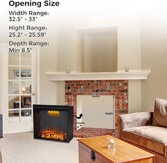 Valuxhome 33" Electric Fireplace Insert for Existing Fireplace or TV Stand with Multi Flame Modes