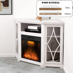 56" Corner Fireplace TV Stand for TV's up to 65 Inches, White