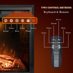 Recessed&Built in Wall Electric Fireplace with Adjustable Top Light&Flame Speed-EFT