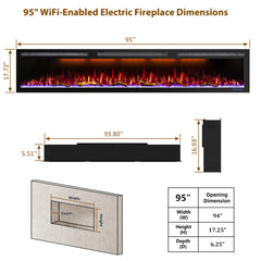 Smart Electric Fireplace with APP controlled, Recessed&Wall-Mounted-BIGP