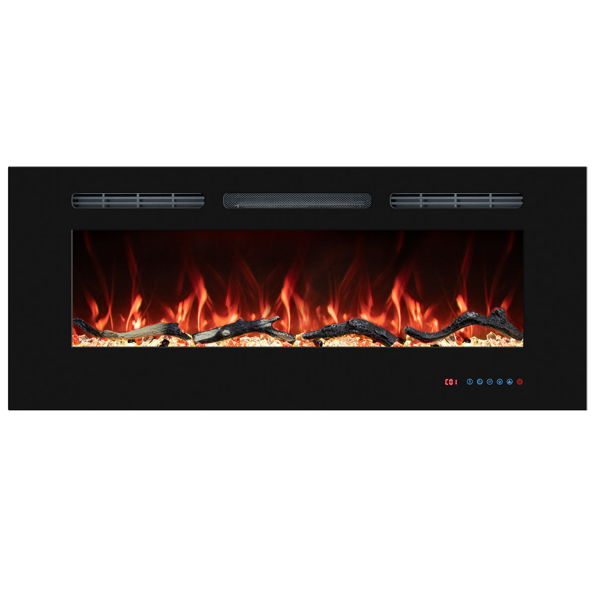 EASEWYA 30 inch Recessed&Wall-Mounted Electric Fireplace with Multi-Color Flame,Log&Crystal