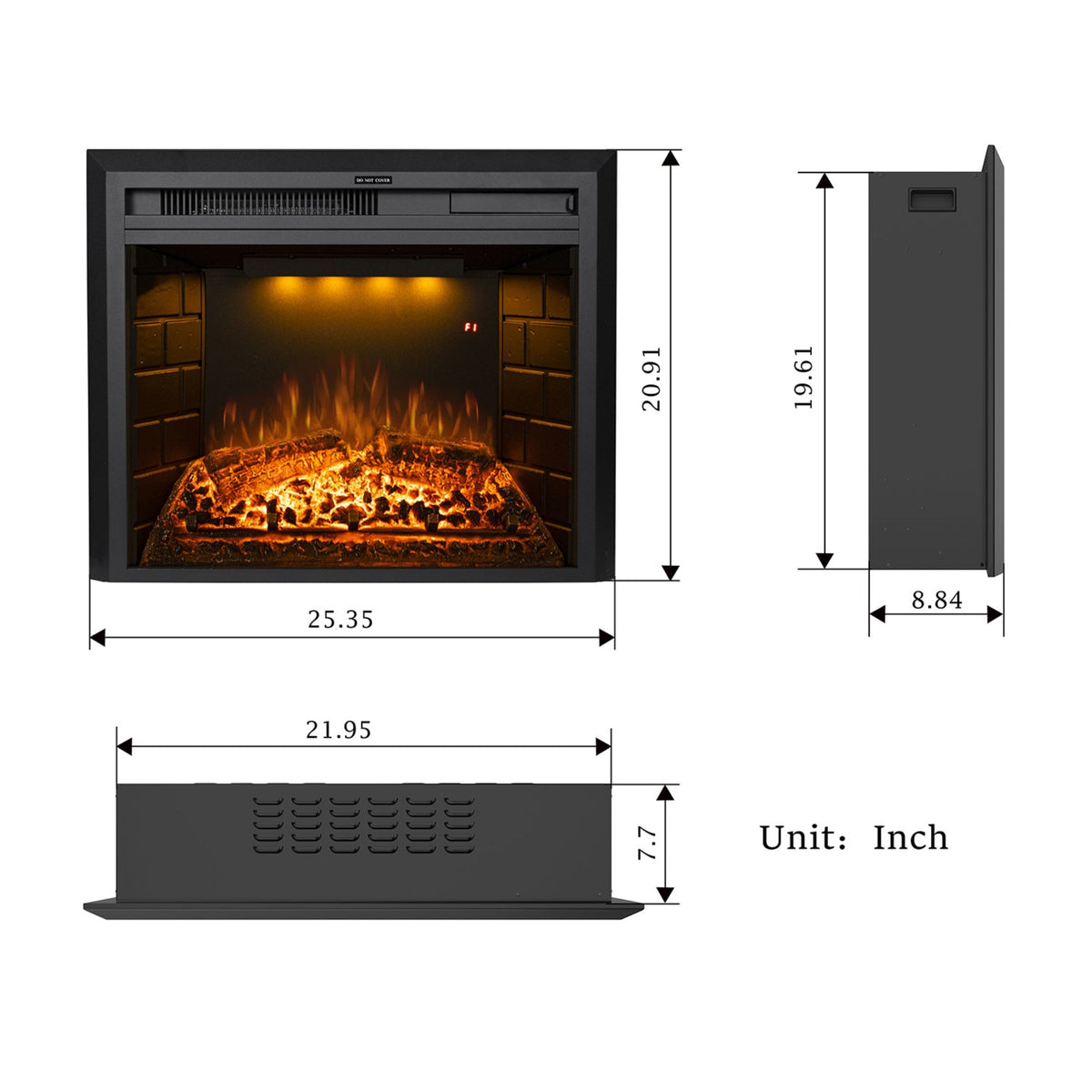 Recessed&Built in Wall Electric Fireplace with Adjustable Top Light&Flame Speed-EFT