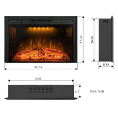 Recessed&Built in Wall Electric Fireplace with Adjustable Top Light&Flame Speed-EFT