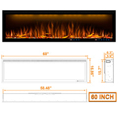 Smart Electric Fireplace with Adjustable Flame Colors, Recessed&Wall-Mounted-BIZ