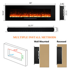 Recessed&Wall-Mounted Electric Fireplace Inserts with Multi-Color Combinations-WMD