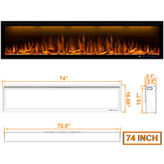 Smart Electric Fireplace with Adjustable Flame Colors, Recessed&Wall-Mounted-BIZ