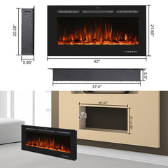 Recessed&Wall-Mounted  Electric Fireplace with Adjustable Flame Color&Intensity-EF