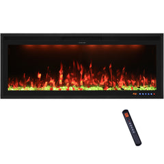 Wall Mounted & Recessed Electric Fireplace with Adjustable Flame & Light, App & Voice Control, Remote Control