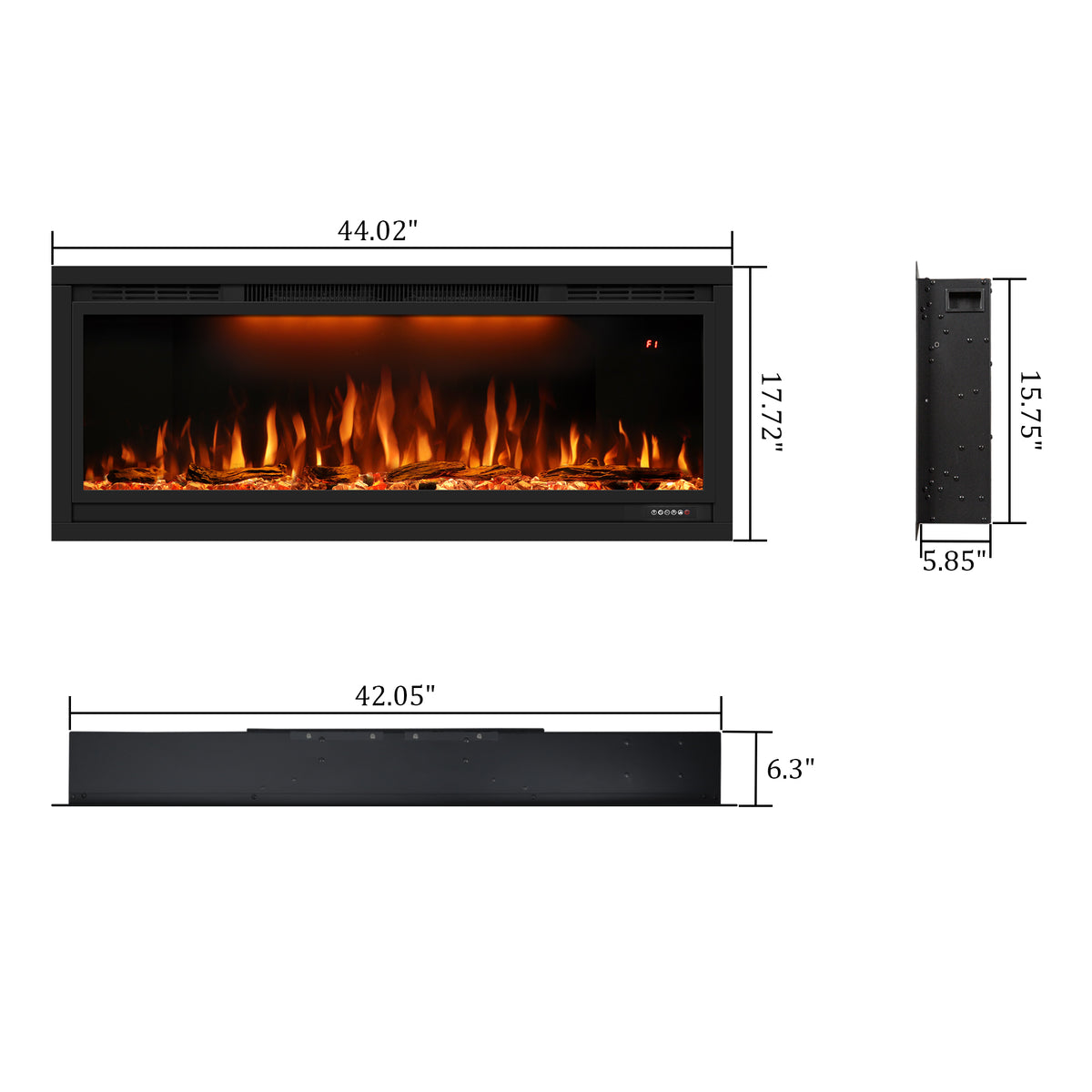 Recessed&Wall-Mounted Electric Fireplace with Realistic Visual Effect-BI