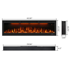 Recessed&Wall-Mounted Electric Fireplace with Realistic Visual Effect-BI
