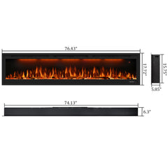 Recessed&Wall-Mounted Electric Fireplace with Realistic Visual Effect-BI