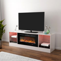 Fireplace 72" TV Stand with 36" Electric Fireplace, White