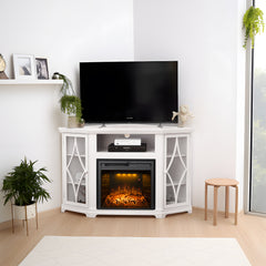 56" Corner Fireplace TV Stand for TV's up to 65 Inches, White