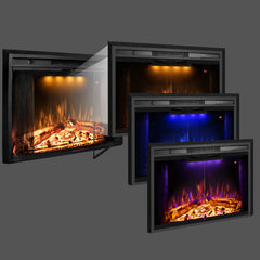 Recessed&Wall-Mounted Electric Fireplace Inserts with Glass Door-EFM