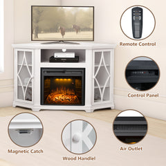 56" Corner Fireplace TV Stand for TV's up to 65 Inches, White