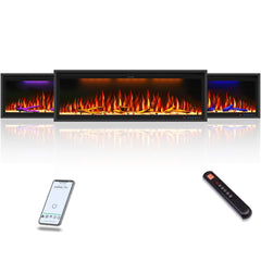 Smart Electric Fireplace with Adjustable Flame Colors, Recessed&Wall-Mounted-BIZ