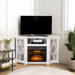 56" Corner Fireplace TV Stand for TV's up to 65 Inches, White