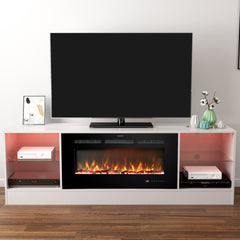 Fireplace 72" TV Stand with 36" Electric Fireplace, White