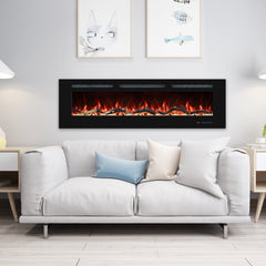 Recessed&Wall-Mounted Electric Fireplace with Multi-Color Flame,Log&Crystal-EFR