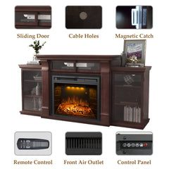 67 Inch Electric Fireplace TV Stand with 25" Fireplace Insert, Brown