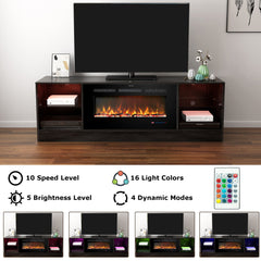 Fireplace 72" TV Stand with 36" Electric Fireplace, Black