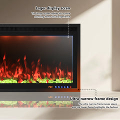 Wall Mounted & Recessed Electric Fireplace with Adjustable Flame & Light, App & Voice Control, Remote Control